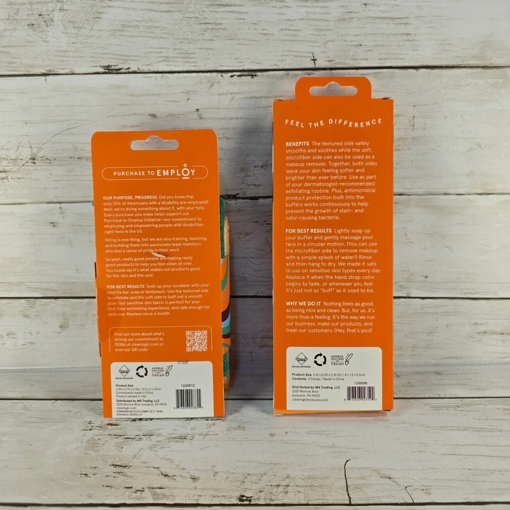 NEW Cleanlogic Sensitive Skin Body Exfoliators & Makeup Removing Facial Buffers‎